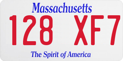 MA license plate 128XF7