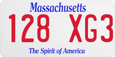 MA license plate 128XG3