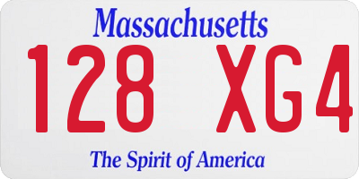 MA license plate 128XG4