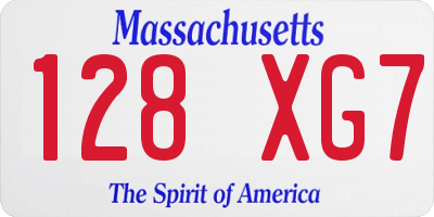 MA license plate 128XG7