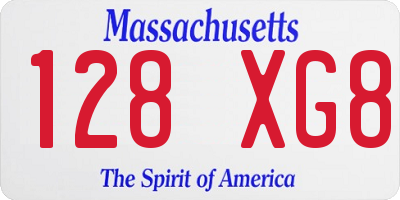 MA license plate 128XG8