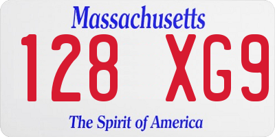 MA license plate 128XG9