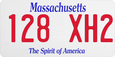 MA license plate 128XH2