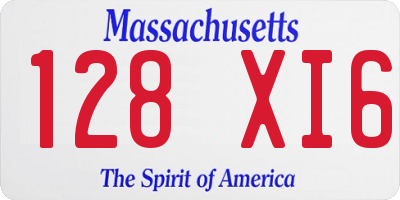MA license plate 128XI6