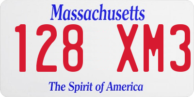MA license plate 128XM3