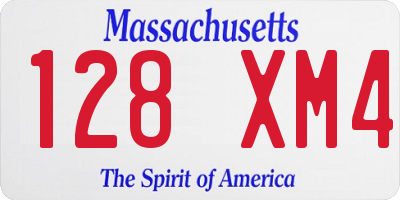 MA license plate 128XM4