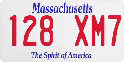 MA license plate 128XM7