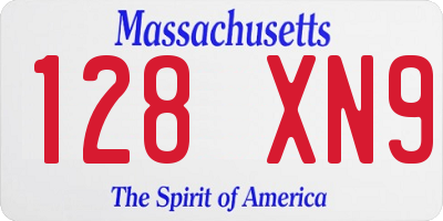 MA license plate 128XN9