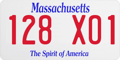 MA license plate 128XO1
