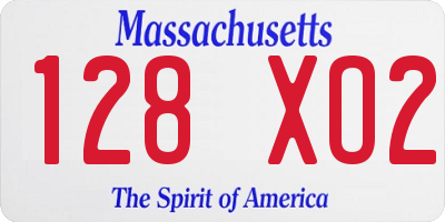 MA license plate 128XO2