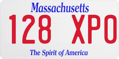 MA license plate 128XP0