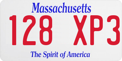 MA license plate 128XP3