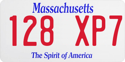MA license plate 128XP7