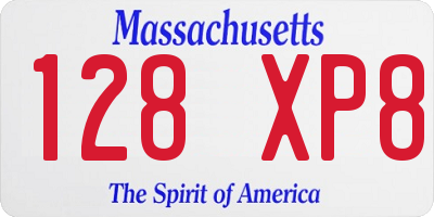 MA license plate 128XP8