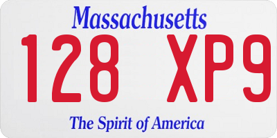 MA license plate 128XP9