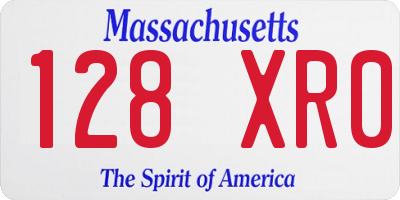 MA license plate 128XR0