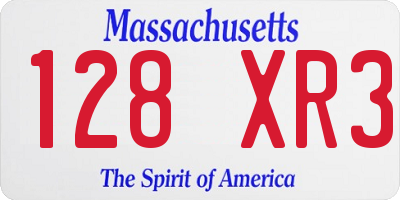 MA license plate 128XR3