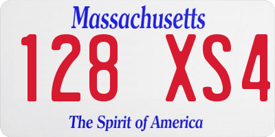 MA license plate 128XS4