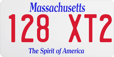 MA license plate 128XT2