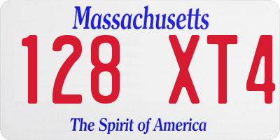 MA license plate 128XT4