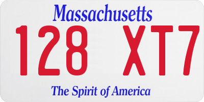MA license plate 128XT7
