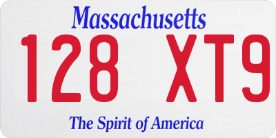 MA license plate 128XT9