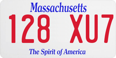 MA license plate 128XU7