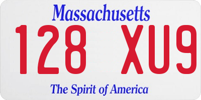 MA license plate 128XU9
