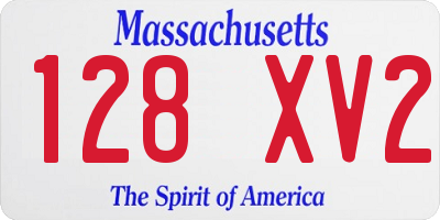 MA license plate 128XV2