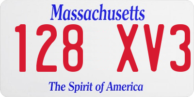 MA license plate 128XV3