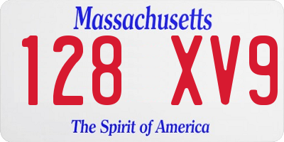 MA license plate 128XV9