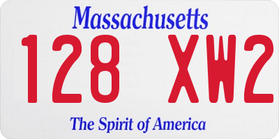 MA license plate 128XW2