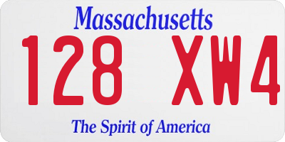 MA license plate 128XW4