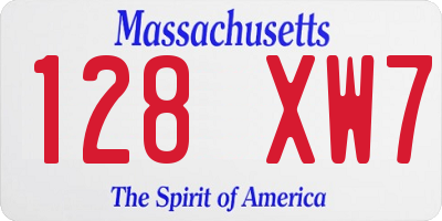 MA license plate 128XW7
