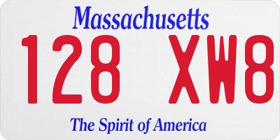MA license plate 128XW8
