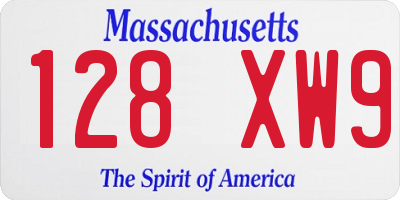 MA license plate 128XW9