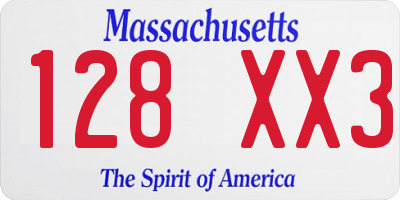 MA license plate 128XX3