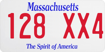 MA license plate 128XX4