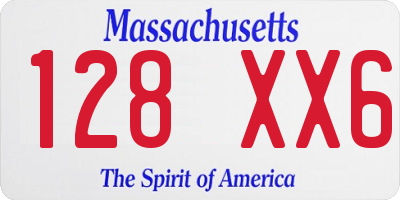MA license plate 128XX6
