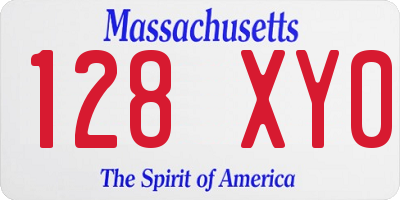 MA license plate 128XY0
