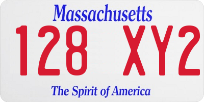 MA license plate 128XY2