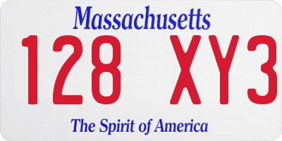 MA license plate 128XY3