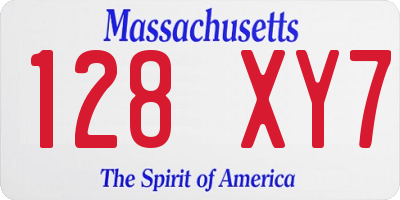 MA license plate 128XY7