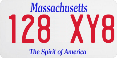 MA license plate 128XY8