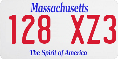 MA license plate 128XZ3