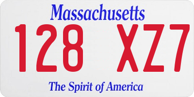 MA license plate 128XZ7