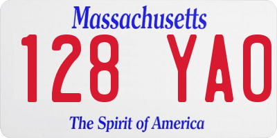 MA license plate 128YA0