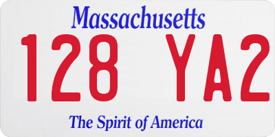 MA license plate 128YA2