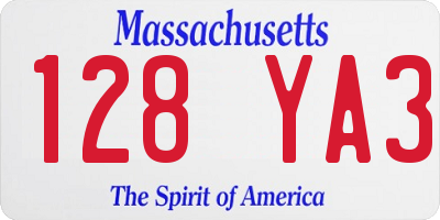 MA license plate 128YA3