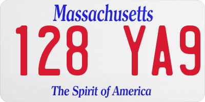 MA license plate 128YA9